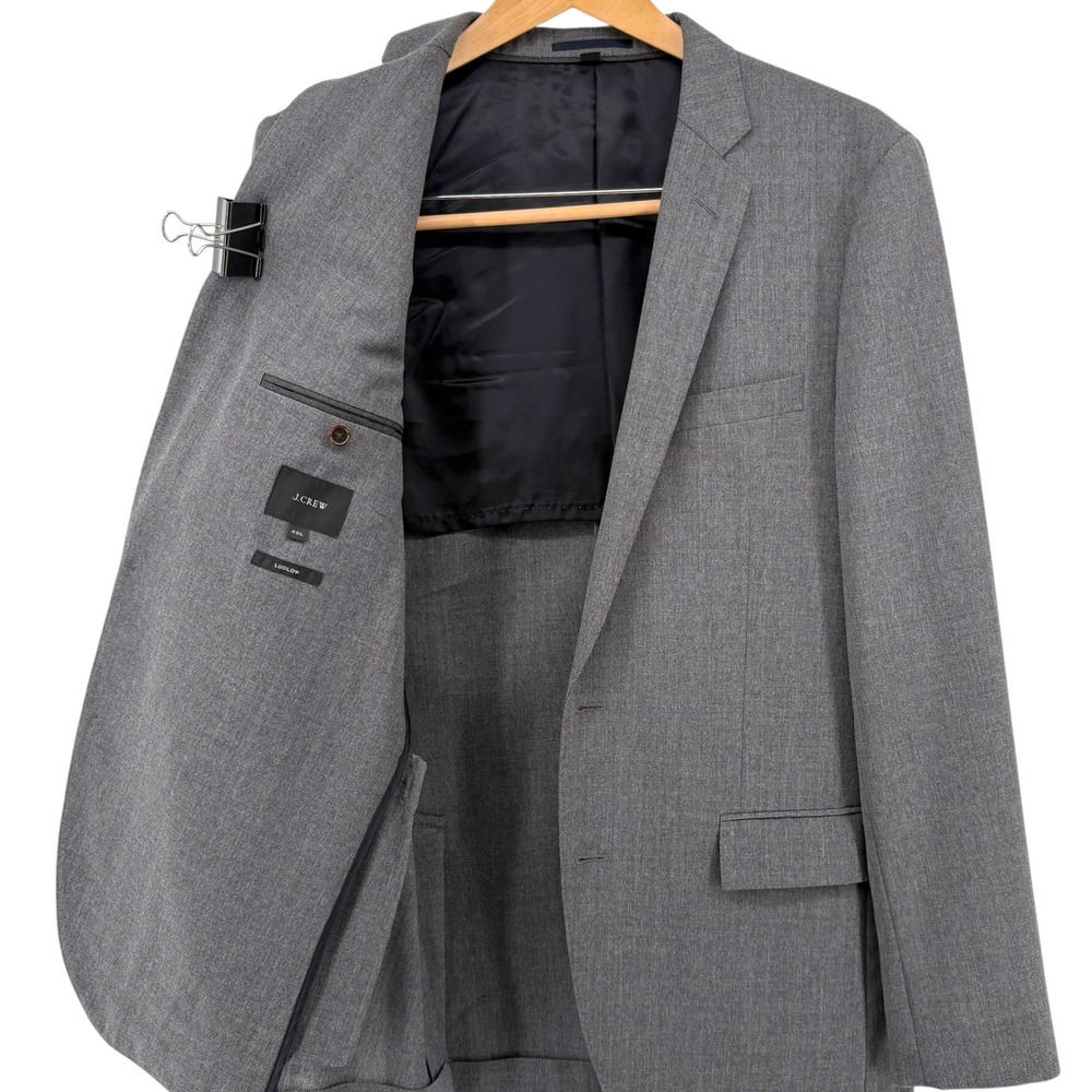 J.Crew Ludlow Suit Jacket 40L Charcoal Grey 100% Wool Two Button Blazer Mens